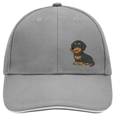 Produktbild von Huuraa Cappy Mütze Rauhaar Dackel Sausage Dog Comic Dark Grey/White Baumwolle 6-Panel Kappe Geschenkidee