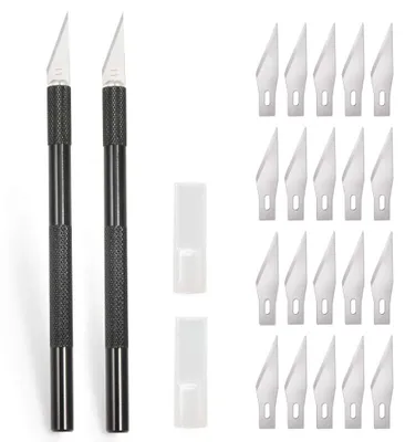 Image de 2 scalpels pour travaux de précision, couteau professionnel avec 20 lames