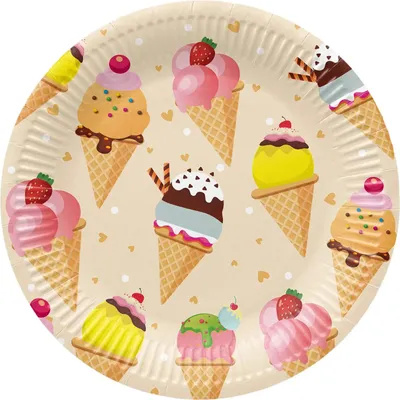 Obrázek produktu pro Jednorázový talíř PAW Ice Cream, Ø 23 cm, 8 kusů