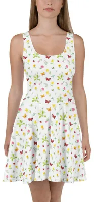 Produktbild von Mr. & Mrs. Panda Strandkleid Ostern Frühlingsgefühle S - Weiß - Geschenk, Ostergeschenke, A-Linien-Kleid, Musik, Damenkleid, Skaterkleid, Hase, Osterhase, Kleid, Frühling