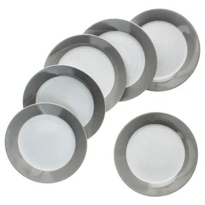 Produktbild von 6er Set Variant Grau Kuchenteller bunte Frühstücks-Teller Dessert 6 Personen