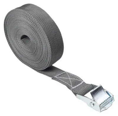 Immagine prodotto di Cinghia di fissaggio, cinghia di tensionamento, 2,5 cm x 500 cm, grigio scuro, polipropilene, lega di zinco