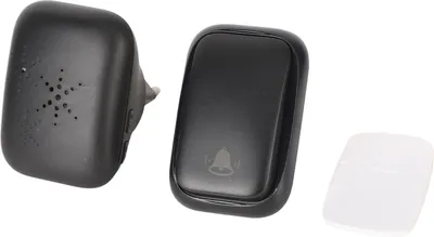 Image de Sonnette de porte sans fil noire auto-alimentée sans câblage Sonnette de porte de bienvenue pour l'extérieur