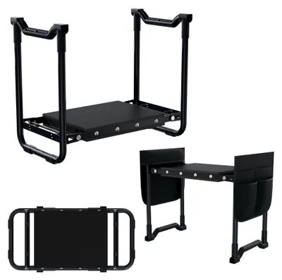 Produktbild von 2 in 1 Kniebänke für Gartenarbeit Klappbare Gartenhocker bis 180KG Faltbare Gartenstuhl mit Knieschutz Schaumkissen & Werkzeugtasche Tragbare Gartenbau Arbeitshocker Set