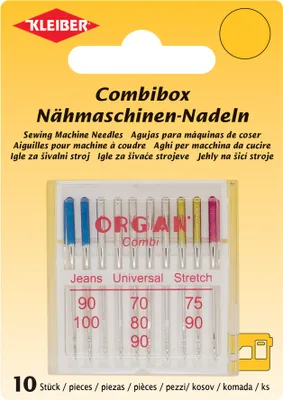 Packaging for sewing machine needles.
