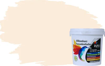 Produktbild von RyFo Colors Silikonharz Fassadenfarbe Lotuseffekt Trend Weißtöne Cremabeige 1l - bunte Fassadenfarbe, weitere Weiß Farbtöne und Größen erhältlich, Deckkraft Klasse 1