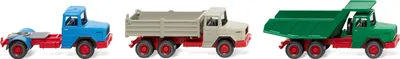 Produktbild von Wiking "Magirus Baubullen", Auto-Modellsatz, Vormontiert, 1:87, Magirus Baubullen, Unisex, 3 Stück(e)