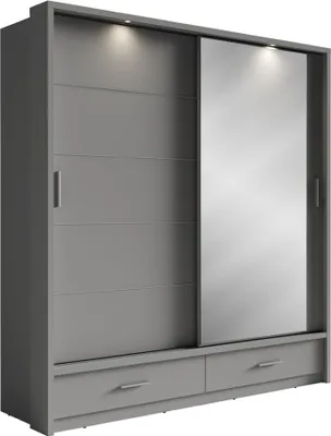 Produktbild von MINIO go for it, Kleiderschrank, Schiebetürschrank,"ARTI 5", mit Schubladen, 200cm, Grau Farbe