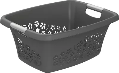 Image de Rotho Panier à linge 25L Flowers - Collecteur de linge - Panier à linge 50,5 x 38,3 x 21,8 cm - Boîte à linge en plastique - Panier de rangement Bac à linge