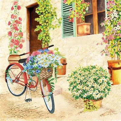 Produktbild von 20 Servietten Flower Bike - Cottage Blumenfahrrad 33x33cm