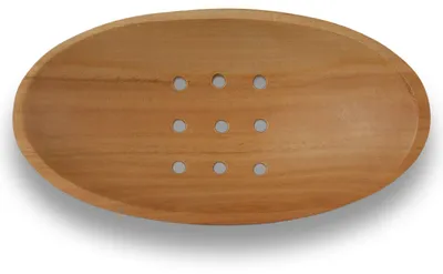 Produktbild von Tokoindah in Handarbeit gefertigte Seifenschale aus Holz - Natürliche Seifenablage mit effektivem Wasserablauf - Nachhaltige Badaccessoires in verschiedenen Designs (Oval)