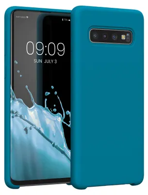 Produktbild von kwmobile Handyhülle für Samsung Galaxy S10 Hülle - Case Silikon - Kabelloses Laden - Schutzhülle Cover in Karibikblau