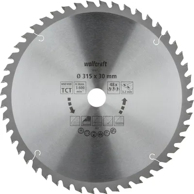 Produktbild von Wolfcraft Kreissägeblatt Ø 315 mm Bohrung Ø 30 mm 48 Zähne