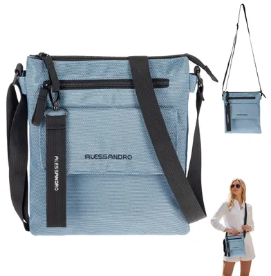 Produktbild von Handtasche Umhängetasche Damen Tasche Schultertasche Freizeittasche kleine Taschen 2 Fächer Schultergurt Alessandro Mila Mini Bag 4292 Blau + Etui