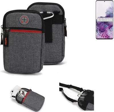 Produktbild von K-S-Trade Holster Gürteltasche kompatibel mit Samsung Galaxy S20+ Handy Tasche Schutz Hülle grau Zusatzfächer 1x