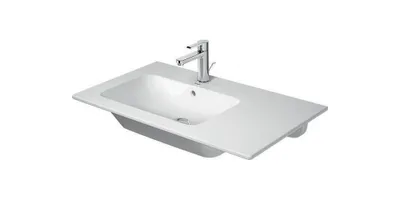 Zdjęcie produktu dla Duravit ME by Starck umywalka meblowa z przelewem, z otworem na baterię, 830 x 490 mm, 1 otwór na baterię, umywalka lewa biała