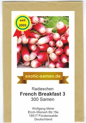 Produktbild von Radies – Radieschen – French Breakfast 3 – schmackhaft – schnellwüchsig – 300 Samen