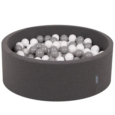 Immagine prodotto di KiddyMoon 90x30cm/300 palline ∅ 7cm Piscina secca rotonda con palline Certificata  EU, Grigio scuro: Bianco/Grigio