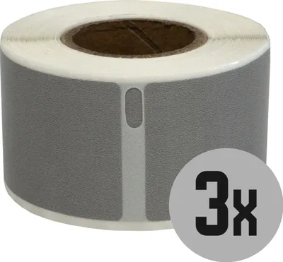 Produktbild von DULA Etiketten - Kompatibel mit Dymo 99010 / S0722370 Etiketten - Silber - Adressetiketten - 3 Rollen - 28 x 89 mm - 130 Etiketten pro Rolle