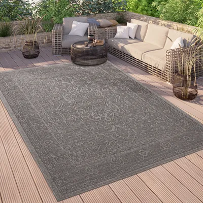 Produktbild von Outdoor Teppich Wetterfest Balkon Orient Muster Vintage Einfarbig Grösse 120x160 cm