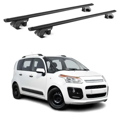Productafbeelding van Draagbalken, basissteunen voor Citroën C3 Picasso, modeljaren 2009-2016, 90 kg draagvermogen, aluminium, zwart, AI-gegenereerde afbeelding