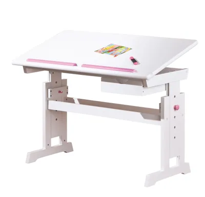 Produktbild von Inter Link Kinderschreibtisch Baru mit Schublade kiefer massiv weiss, blau und rosa