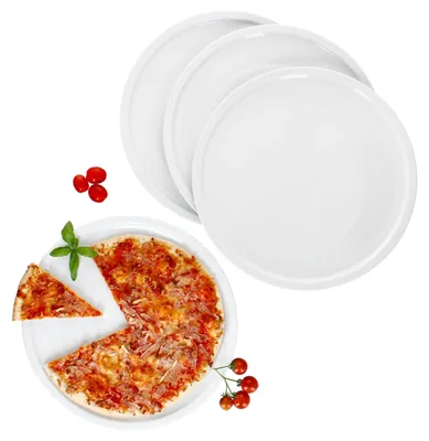 Image de Lot de 4 assiettes à pizza Bianco XL Ø 33,5 cm – Assiettes blanches de grande taille pour 4 personnes