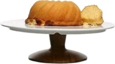 Produktbild von Tortenplatte Kuchenplatte Tortenständer Servierplatt Porzellan Holzfuß 30,5cm
