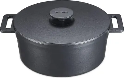 Produktbild von MOA Gusseisen Bräter - 4,75L Schmortopf - Für Alle Wärmequellen inkl. Induktion - Mit Deckel - Ø 26cm - Antihaftbeschichtung - Schwarz