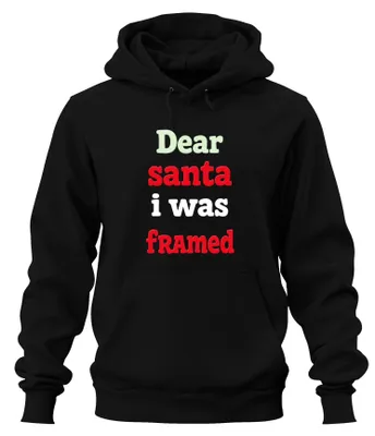 Obrázok produktu pre Dear santa i was framed funny christmas santa gift uni hoodie mikina s kapucňou, čierna, 3XL
