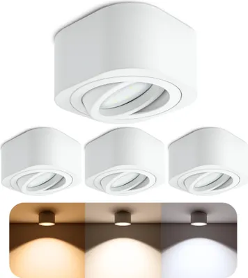 Produktbild von SSC-LUXon TEARA 4er Set LED Aufbauspot dimmbar - einstellbare Farbtemperatur 3CCT - quadratisch weiß 230V 6W