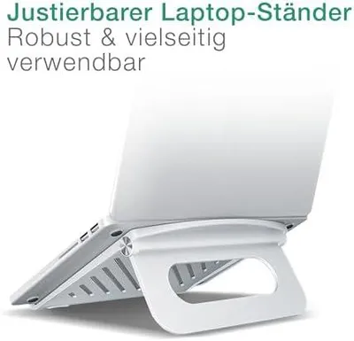 Produktbild von Laptopständer – Verstellbarer tragbarer Notebookhalter für Laptops/Tablets bis 17" – Rutschfestes ABS mit Belüftung