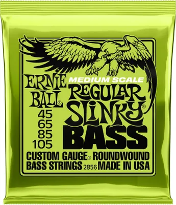 Zdjęcie produktu dla Struny basowe Ernie Ball Regular Slinky Nickel Wound o średniej skali, rozstaw 45-105