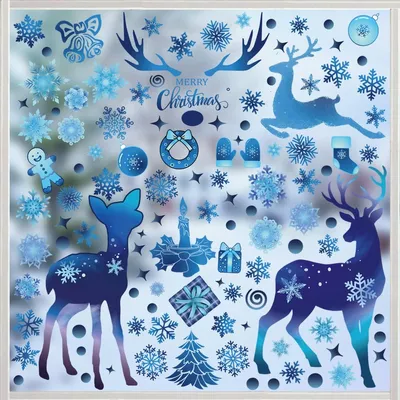 Weihnachts-Fensteraufkleber, 214 Stück, wiederverwendbar, PVC, 30x20 cm