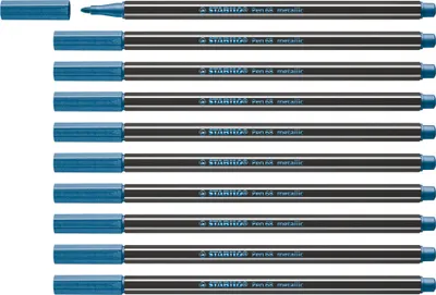 Image de Stylo feutre métallique Premium - STABILO Pen 68 metallic - boîte de 10 - bleu métallique