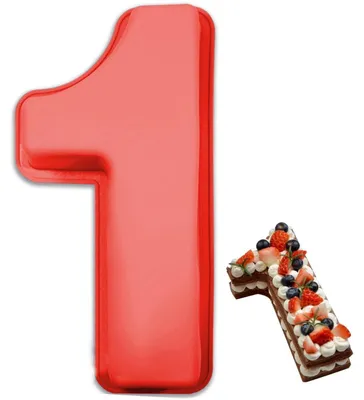 Produktbild von Silikon Kuchenform Zahl 1 Rot für Geburtstag & Anlässe