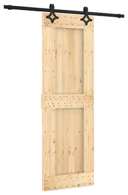 Productafbeelding van vidaXL Schuifdeur, natuurlijke kleur en zwart, 70 x 210 cm, massief eikenhout