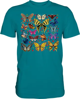 Produktbild von Bunte Schmetterlinge T-Shirt – Diva Blue / XL