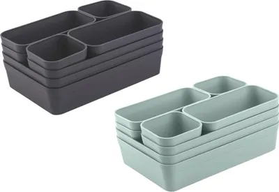 Produktbild von Gariella 2 x Schubladen Organizer 8-teilig Anthrazit+Pastellgrün