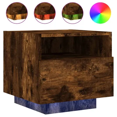 Obrázek produktu pro Noční stolek s LED osvětlením kouřový dub 40 x 39 x 37 cm