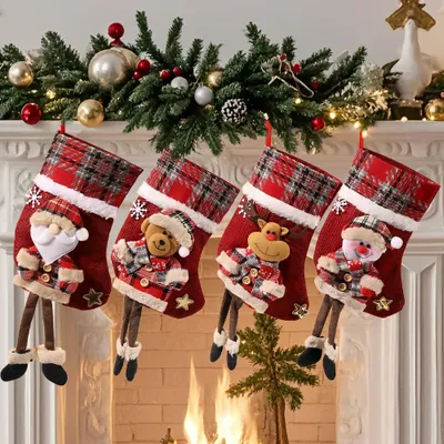 4 personalisierbare Weihnachtsstrümpfe zum Aufhängen, 22x15x12 cm