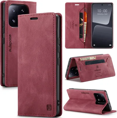 Obrázek produktu pro Xiaomi 13 Pro Case, RetroPolyuretankožené pouzdro Stand Protective Cover pro Xiaomi 13 Pro Red