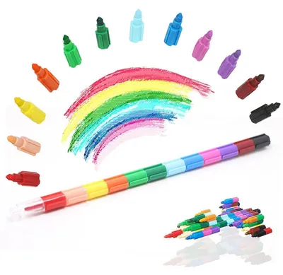 Productafbeelding van Wasco kleurpotloden, 5 stuks, stapelbaar, 12 kleuren in 1 doos, voor kinderen