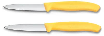 Image de Swiss Classic, couteau à légumes, 2pcs,8cm,droit,mi-pointu,jaune,boîte