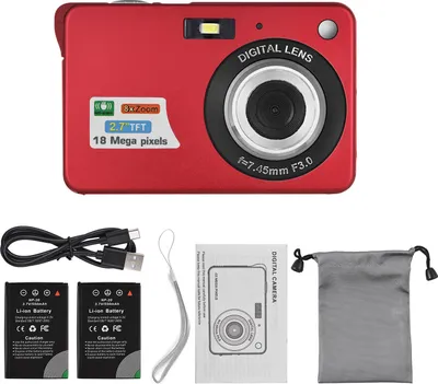 Obrázek produktu pro digitální fotoaparát 4K, videokamera, kamera, 48 MP, 2,8palcový TFT displej, automatické ostření, 16x digitální zoom, funkce proti otřesům, detekce obličeje, nahrávání úsměvu, integrovaný blesk, se 2 bateriemi, sváteční vánoční dárek pro děti a mládež
