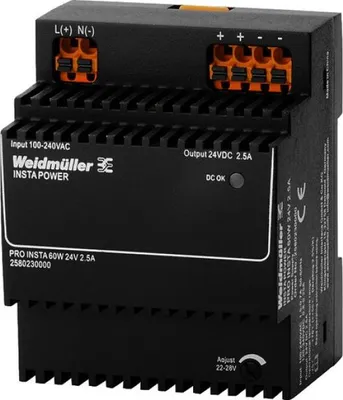 Zdjęcie produktu dla Zasilacz impulsowy 60W 24V 2.5A - Zasilacz DC PROINSTA60W 24V 2.5A
