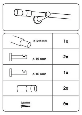 Imagen del producto de Conjunto de barras para cortinas Gardinia Kreta, extensible, de metal, con apariencia de acero inoxidable