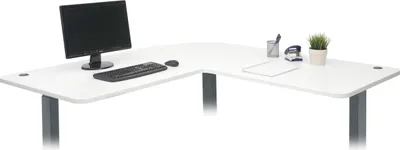 Produktbild von Tischplatte HWC-D40 für Eck-Schreibtisch, Schreibtischplatte, 90° MVG-  weiß