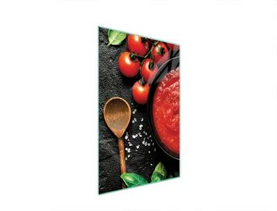 Produktbild von Herdabdeckplatte 35x52 Glaskeramikkochfeld Abdeckung Spritzschutz Glasplatte Deko Schneidebrett Schiefer Tomaten