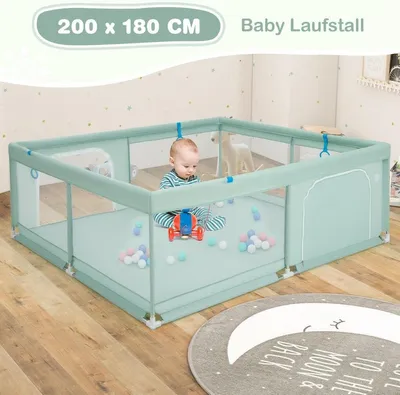 Produktbild von Baby Laufstall 200x180 cm mit Bällen, Griffen & Tür